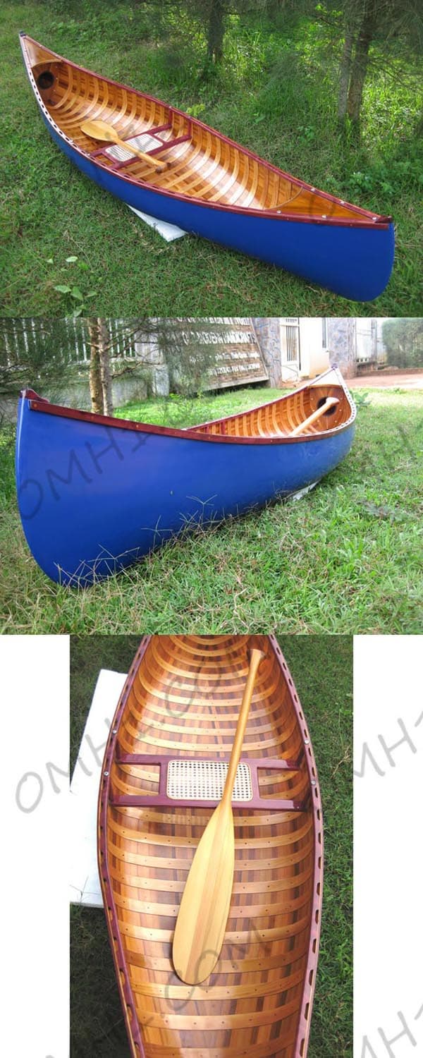Navy Blue Canoe With Ribs Curve Bow -L300-